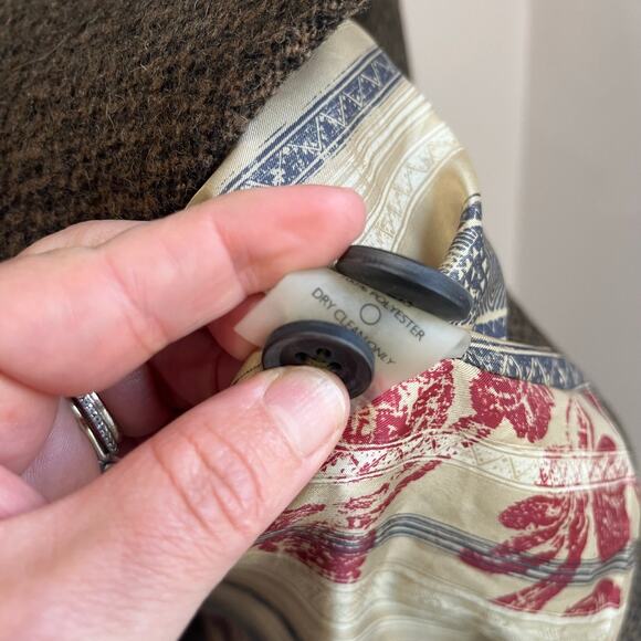 Peruvian Connection Baby Alpaca Wool Long Brown Blazer Coat Size 6 - Picture 8 of 10